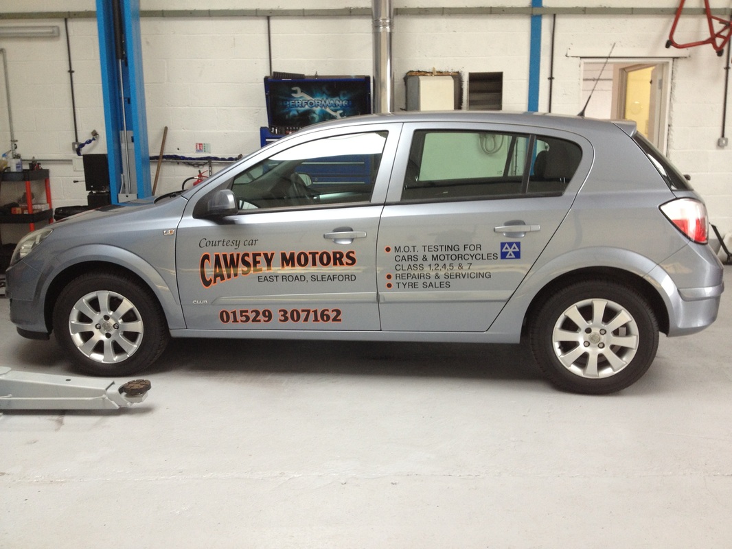 The Cawsey Motors courtesy car inside the Sleaford workshop