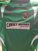 Sleaford Town FC shirt with Cawsey Motors sponsorship